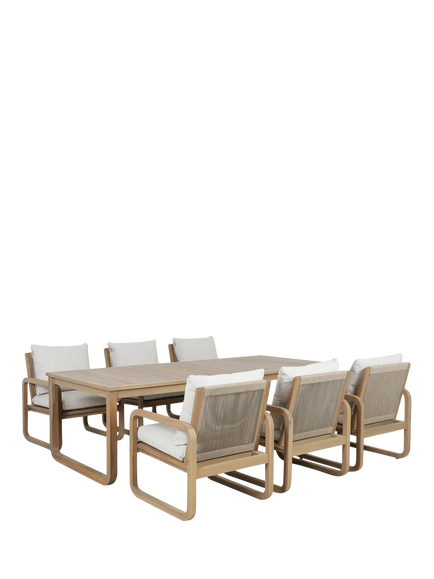KETTLER Lando 6-Seater Rectangular Casual Garden Dining Table & Chairs Set, FSC-Certified (Acacia Wood), Natural, Natural