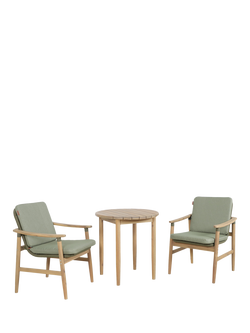 KETTLER Meadow 2-Seater Round Garden Bistro Table & Chairs Set, FSC-Certified (Acacia Wood), Natural/Green, Natural/Green