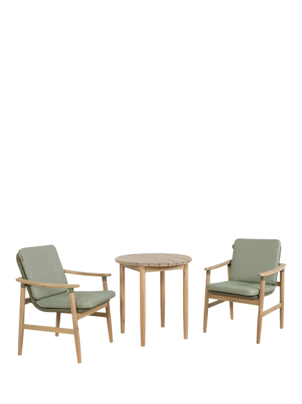 KETTLER Meadow 2-Seater Round Garden Bistro Table & Chairs Set, FSC-Certified (Acacia Wood), Natural/Green, Natural/Green