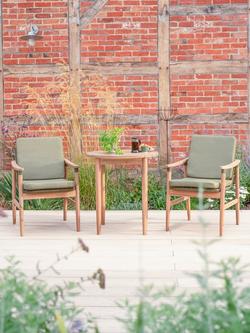KETTLER Meadow 2-Seater Round Garden Bistro Table & Chairs Set, FSC-Certified (Acacia Wood), Natural/Green - view 2, Natural/Green