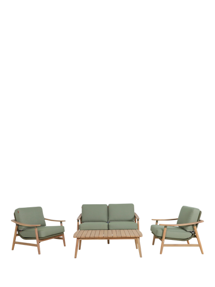 KETTLER Meadow 4-Seater Garden Lounging Set, FSC-Certified (Acacia Wood), Natural/Green, Natural/Green