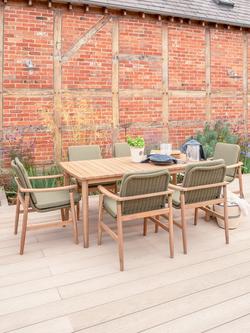 KETTLER Meadow 6-Seater Rectangular Garden Dining Table & Chairs Set, FSC-Certified (Acacia Wood), Natural/Green - view 2, Natural/Green