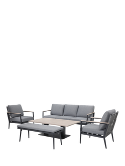 KETTLER Merano 7-Seater Garden Lounging Set with Height-Adjustable Table, Grey, Grey