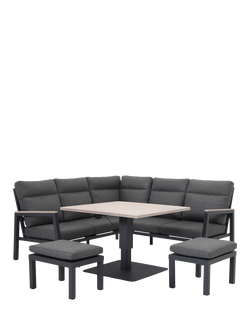 KETTLER Tudor 6-Seater Mini Corner Garden Lounging Set with Height-Adjustable Table, Anthracite, Anthracite