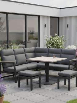 KETTLER Tudor 6-Seater Mini Corner Garden Lounging Set with Height-Adjustable Table, Anthracite - view 2, Anthracite