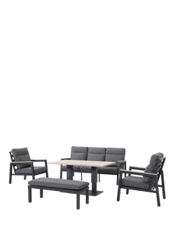 KETTLER Tudor 7-Seater Garden Lounging Set with Height-Adjustable Table, Anthracite, Anthracite