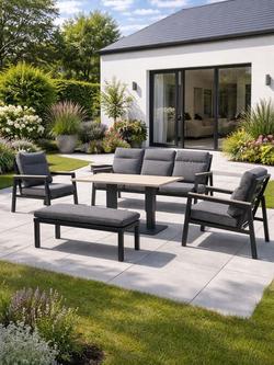 KETTLER Tudor 7-Seater Garden Lounging Set with Height-Adjustable Table, Anthracite - view 2, Anthracite