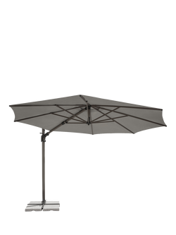 KETTLER Luna Aluminium Cantilever Round Parasol & Base, 3m, Grey/Slate, Grey/Slate