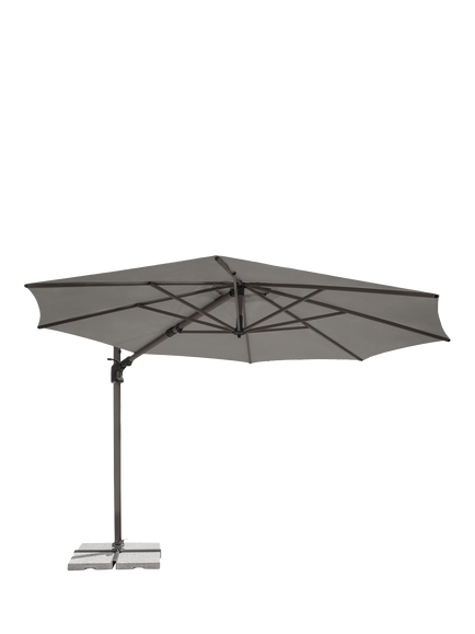 KETTLER Luna Aluminium Cantilever Round Parasol & Base, 3m, Grey/Slate