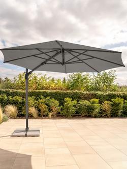 KETTLER Luna Aluminium Cantilever Round Parasol & Base, 3m, Grey/Slate - view 2, Grey/Slate