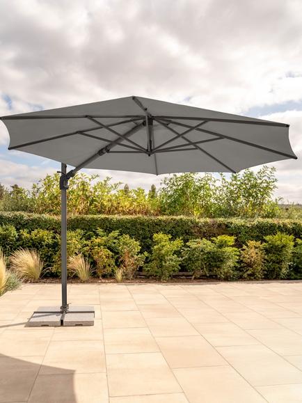 KETTLER Luna Aluminium Cantilever Round Parasol & Base, 3m - view 2, Grey/Slate