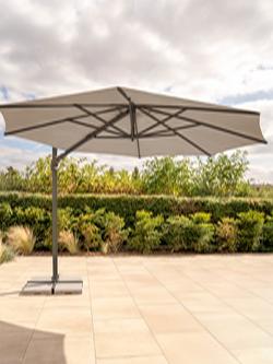 KETTLER Luna Aluminium Cantilever Round Parasol & Base, 3m, Grey/Stone - view 2, Grey/Stone