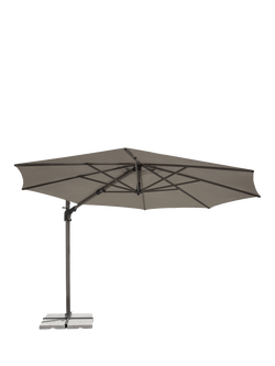 KETTLER Luna Aluminium Cantilever Round Parasol & Base, 3m, Grey/Taupe, Grey/Taupe