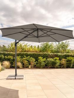 KETTLER Luna Aluminium Cantilever Round Parasol & Base, 3m, Grey/Taupe - view 2, Grey/Taupe