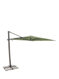 KETTLER Luna Aluminium Cantilever Square Parasol & Base, 3m, Grey/Green, Grey/Green