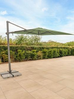 KETTLER Luna Aluminium Cantilever Square Parasol & Base, 3m, Grey/Green - view 2, Grey/Green