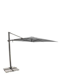 KETTLER Luna Aluminium Cantilever Square Parasol & Base, 3m, Grey/Slate, Grey/Slate