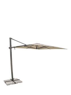 KETTLER Luna Aluminium Cantilever Square Parasol & Base, 3m, Grey/Stone, Grey/Stone
