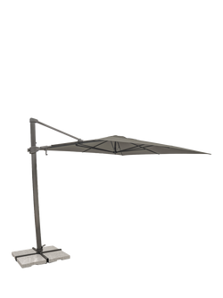 KETTLER Luna Aluminium Cantilever Square Parasol & Base, 3m, Grey/Taupe, Grey/Taupe