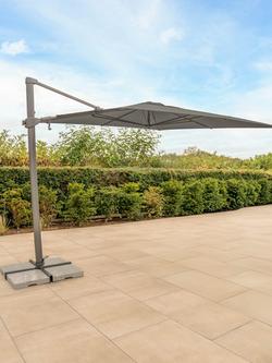 KETTLER Luna Aluminium Cantilever Square Parasol & Base, 3m, Grey/Taupe - view 2, Grey/Taupe