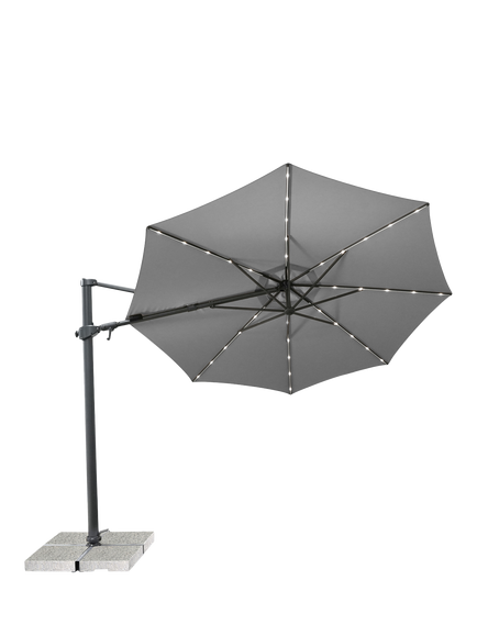 KETTLER Orion LED Aluminium Cantilever Round Parasol & Base, 3m, Grey/Slate