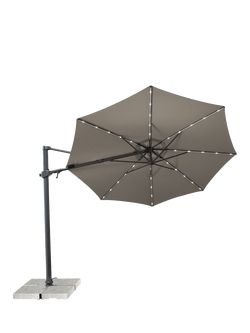 KETTLER Orion LED Aluminium Cantilever Round Parasol & Base, 3m, Grey/Taupe, Grey/Taupe