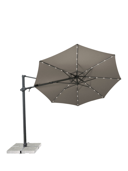 KETTLER Orion LED Aluminium Cantilever Round Parasol & Base, 3m, Grey/Taupe