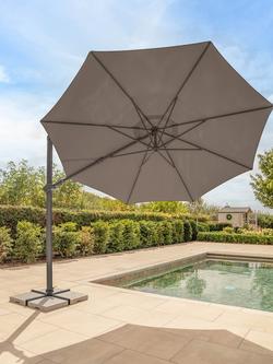 KETTLER Orion LED Aluminium Cantilever Round Parasol & Base, 3m, Grey/Taupe - view 2, Grey/Taupe