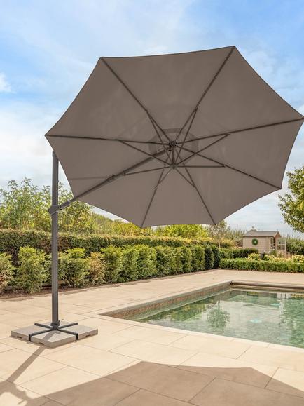 KETTLER Orion LED Aluminium Cantilever Round Parasol & Base, 3m - view 2, Grey/Taupe