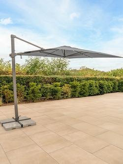 KETTLER Orion LED Aluminium Cantilever Square Parasol & Base, 3m, Grey/Slate - view 2, Grey/Slate