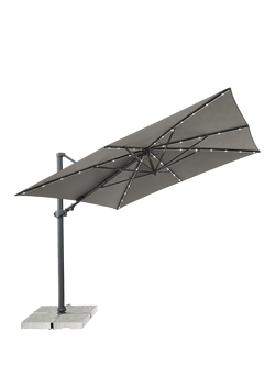 KETTLER Orion LED Aluminium Cantilever Square Parasol & Base, 3m, Grey/Taupe, Grey/Taupe