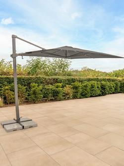 KETTLER Orion LED Aluminium Cantilever Square Parasol & Base, 3m, Grey/Taupe - view 2, Grey/Taupe