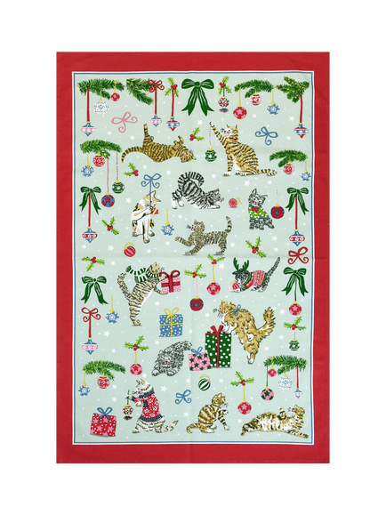 Ulster Weavers Christmas Cats Tea Towel, Multi, Multi