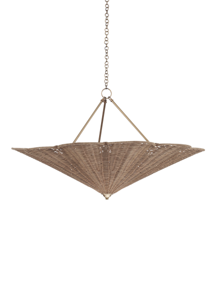 Neptune Athena Rattan Uplight Ceiling Chandelier, Natural, Natural