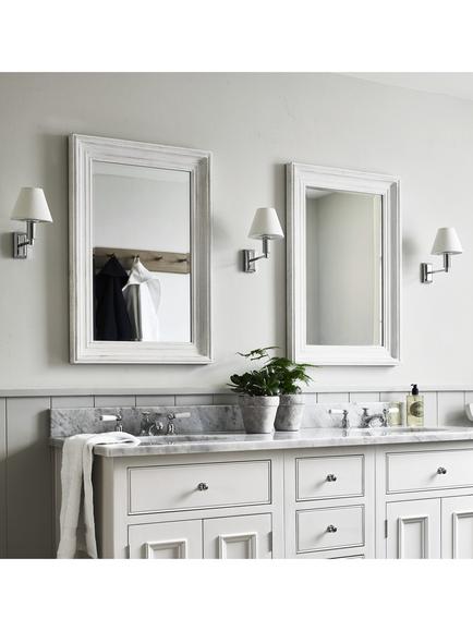 Neptune Buckingham Rectangular Wood Frame Wall Mirror, 82 x 56cm, Off White - view 2, Off White
