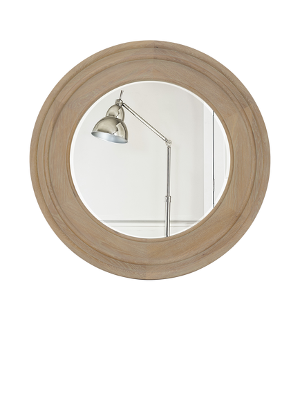 Neptune Edinburgh Round Wood Wall Mirror, 96cm, Vintage Oak, Vintage Oak