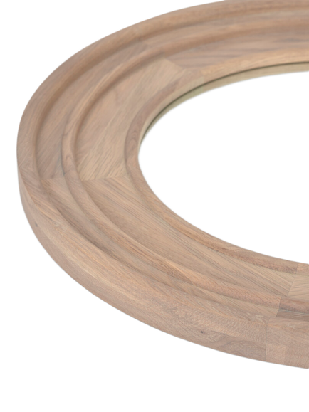 Neptune Edinburgh Round Wood Wall Mirror, 96cm, Vintage Oak - view 2, Vintage Oak