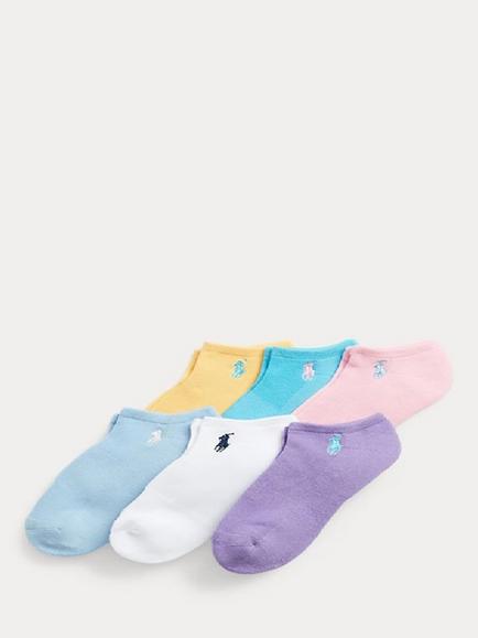 Ralph Lauren Low-Cut Ankle Socks, Pack of 6, Wine Assorted, Wine Assorted