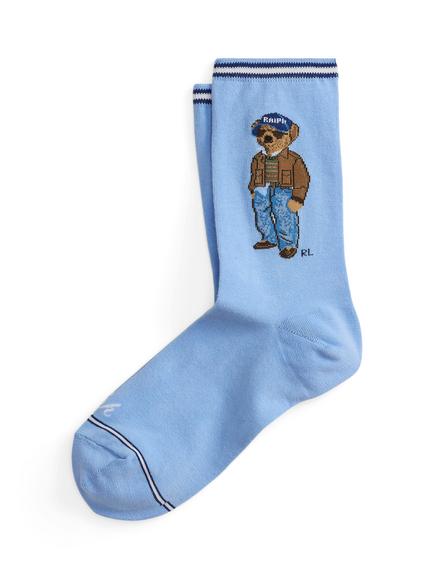 Ralph Lauren Fall Bear Crew Socks, Blue, Blue