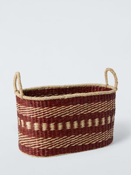 John Lewis Oval Seagrass Storage Basket, Burnt Umber, Burnt Umber