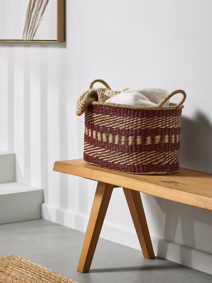 John Lewis Oval Seagrass Storage Basket, Burnt Umber - view 2, Burnt Umber