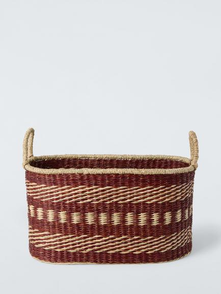 John Lewis Oval Seagrass Storage Basket, Burnt Umber - view 2, Burnt Umber