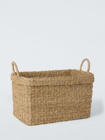 John Lewis Slouchy Square Seagrass Storage Basket, Natural, Natural