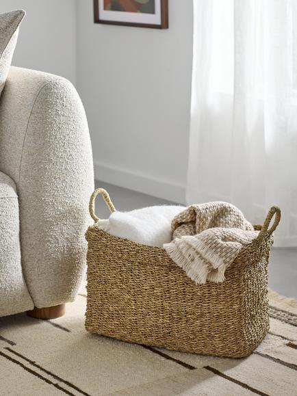 John Lewis Slouchy Square Seagrass Storage Basket, Natural - view 2, Natural