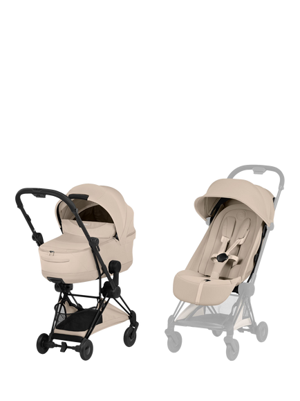 Cybex Coya Travel Stroller & Fold Carrycot Bundle, Cozy Beige, Cozy Beige