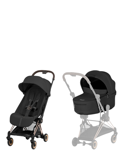 Cybex Coya Travel Stroller & Fold Carrycot Bundle, Sepia Black, Sepia Black