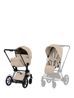 Cybex e-Priam Pushchair & Carrycot Bundle Beige, Cozy Beige, Cozy Beige