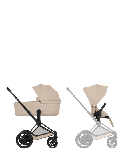 Cybex e-Priam Pushchair & Fold Carrycot Bundle, Cozy Beige - view 2, Cozy Beige