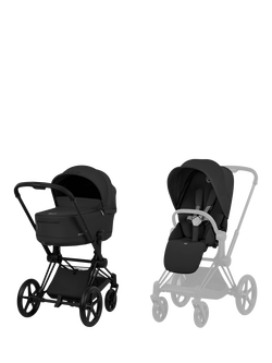 Cybex Priam Pushchair & Carrycot Bundle, Black, Black