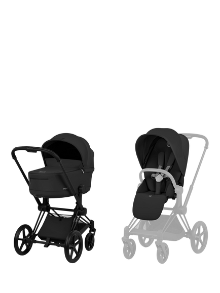 Cybex Priam Pushchair & Fold Carrycot Bundle, Sepia Black, Sepia Black